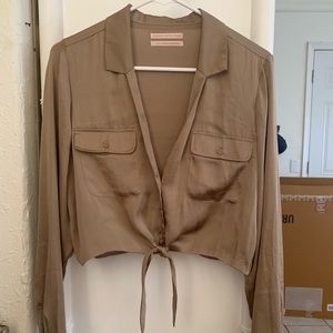 Urban Outfitters satin crop blouse